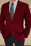 Brown Single Breasted Notched Lapel Men's Blazer
