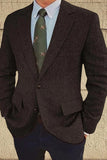 Brown Single Breasted Notched Lapel Men's Blazer