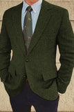 Brown Single Breasted Notched Lapel Men's Blazer