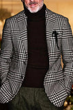 Black Houndstooth Notched Lapel Men's Blazer