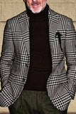 Black Houndstooth Notched Lapel Men's Blazer