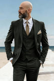 Notched Lapel Army Green 3 Piece Single Breasted Men's Homecoming Suits