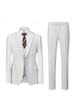 White Notched Lapel 3 Piece Slim Fit Men's Homecoming Suits