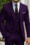3 Piece Notched Lapel Slim Fit Purple Men's Homecoming Suits