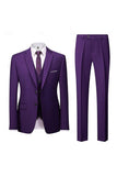 3 Piece Notched Lapel Slim Fit Purple Men's Homecoming Suits