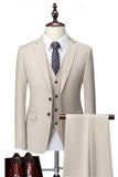 Light Khaki 3 Piece Notched Lapel Slim Fit Men's Homecoming Suits