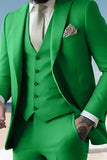 Sage 3 Piece Peak Lapel Slim Fit Men's Homecoming Suits