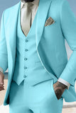 Sage 3 Piece Peak Lapel Slim Fit Men's Homecoming Suits