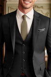 Dark Green Notched Lapel 3 Piece Slim Fit Men's Homecoming Suits