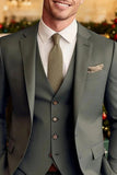 Dark Green Notched Lapel 3 Piece Slim Fit Men's Homecoming Suits