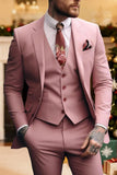 Notched Lapel 3 Piece Pink Men's Homecoming Suits