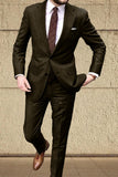 Khaki 2 Piece Notched Lapel Slim Fit Men's Suits