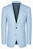 Light Blue Striped 2 Piece Notched Lapel Men's Suits