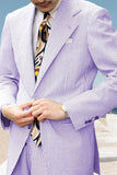 Light Blue Striped 2 Piece Notched Lapel Men's Suits