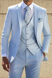3 Piece Notched Lapel Yellow Slim Fit Men's Suits