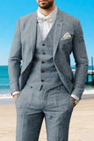 Khaki 3 Piece Single Breasted Slim Fit Men's Suits