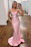 Sparkly Halter Pink Mermaid Long Prom Dress with Appliques