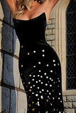 Sparkly Black Golden Sequins Sheath Long Prom Dress