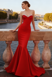 Red Mermaid Long Prom Dress with Beading