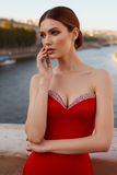 Red Mermaid Long Prom Dress with Beading