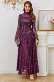 Sparkly Dark Purple Lace A Line Formal Dress with Sequins