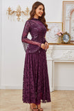 Sparkly Dark Purple Lace A Line Formal Dress with Sequins