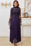 Sparkly Black Lace A Line Formal Dress with Sequins