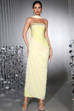 Yellow Strapless Sheath Corset Prom Dress with Beading