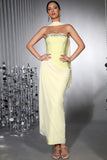 Yellow Strapless Sheath Corset Prom Dress with Beading