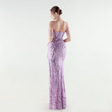 Sparkly Appliques Blush Sheath Cold Shoulder Prom Dress with Slit