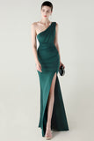 Blue One Shoulder Long Prom Dress with Slit