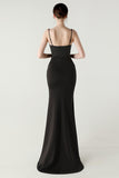 Dark Green Spaghetti Straps Corset Sheath Prom Dress with Slit