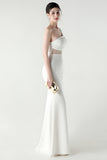 White One Shoulder Sheath Prom Dress with Slit