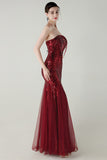 Sparkly Appliques Strapless Sheath Prom Dress with Slit