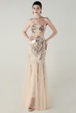 Sparkly Appliques Strapless Sheath Prom Dress with Slit