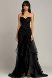Dark Brown Sweetheart Ruched Ruffled Prom Dress
