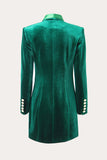 Dark Green Velvet Double Breasted Women Party Blazer