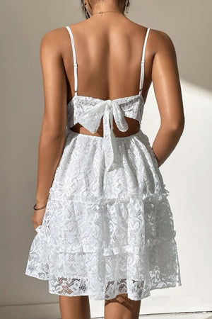 Lace A-Line Spaghetti Straps Short Graduation Dress With Bowknot