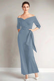 Navy Mermaid Strapless Mother of The Bride Dress
