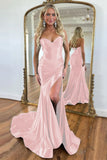 Satin Mermaid Sweetheart Zipper Back Long Prom Dress With Split