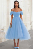 Yellow Off The Shoulder A Line Pleated Prom Dress