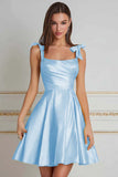 Yellow A-Line Ruched Homecoming Dress with Bowknot