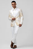 Champagne Peak Lapel One Button Jacquard 2 Piece Prom Suits