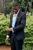Men's Black 2 Piece Notched Lapel One Button Groom Suits