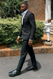 Men's Black 2 Piece Notched Lapel One Button Groom Suits