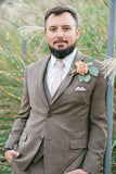 Men's Grey 3 Piece Suit Double Button Notched Lapel Groom Suit