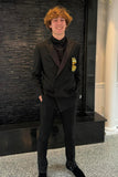 Men's Black 2-Piece Peaked Lapel Jacket & Pants Prom Suits