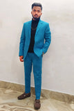 Men's Blue Notched lapel 2 Pieces Prom Suits