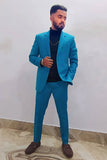 Men's Blue Notched lapel 2 Pieces Prom Suits