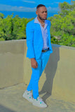 Blue Shawl Lapel 2 Pieces Men's Suits